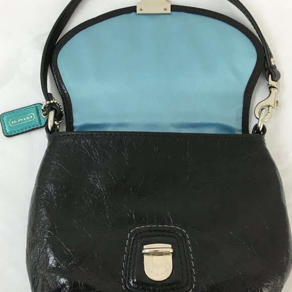 Coach Vintage Small Black Leather Bag Wristlet OS GREAT Condition - Picture 7 of 14